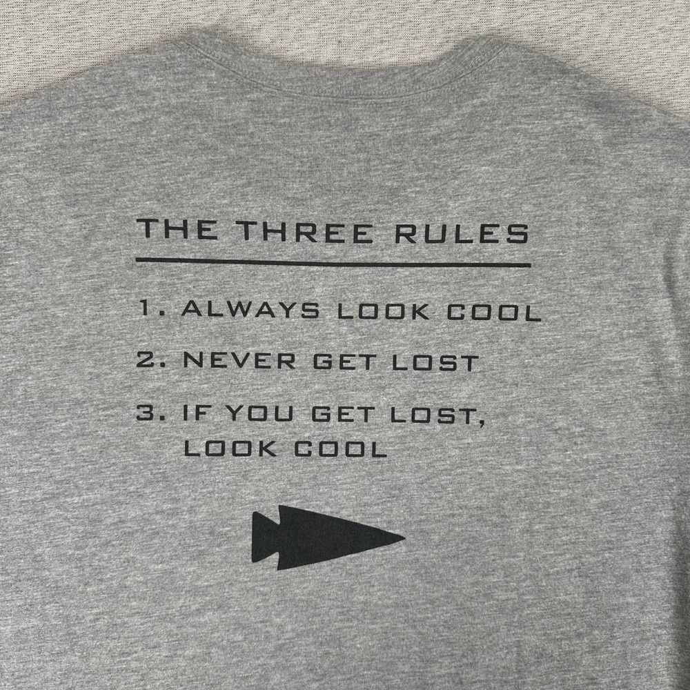 GORUCK "Three Rules" T-Shirt Mens Large Heather Gray Arrowhead Logo Graphic